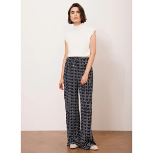 Mint Velvet Navy Printed Wide Leg Trousers